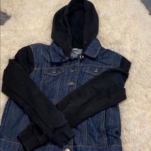 Jean black hooded jacket